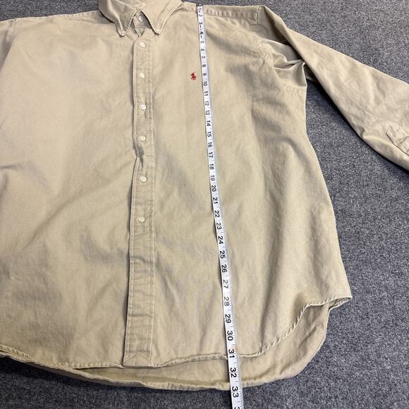 VTG Polo Ralph Lauren Men’s XL Khaki Blaire 100% Cotton Button Up Red Pony - Picture 6 of 8